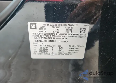 2014 Chevrolet Equinox Ls из США, поврежденный, VIN 2GNALAEK0E1114000